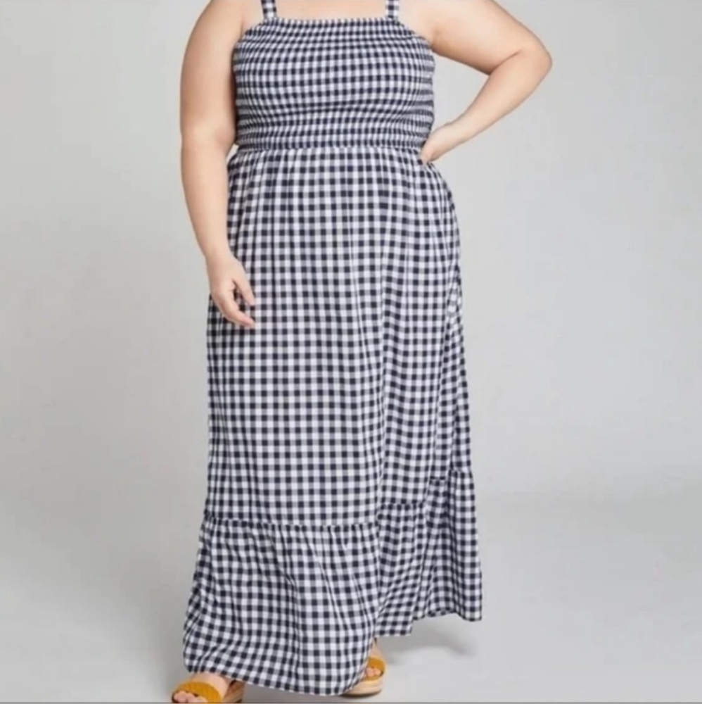 Lane Bryant Gingham Check Sleeveless Maxi Dress Size 18/20‎